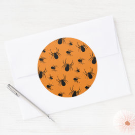 Halloweenspinnen zwart en Sinaasappel Ronde Sticker