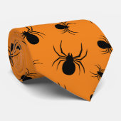Halloweenspinnen zwart en Sinaasappel Stropdas (Opgerold)