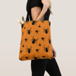 Halloweenspinnen zwart en Sinaasappel Tote Bag