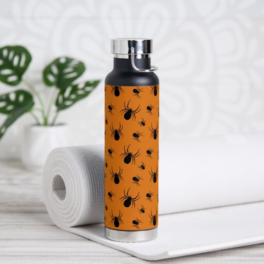 Halloweenspinnen zwart en Sinaasappel Waterfles (Yoga)