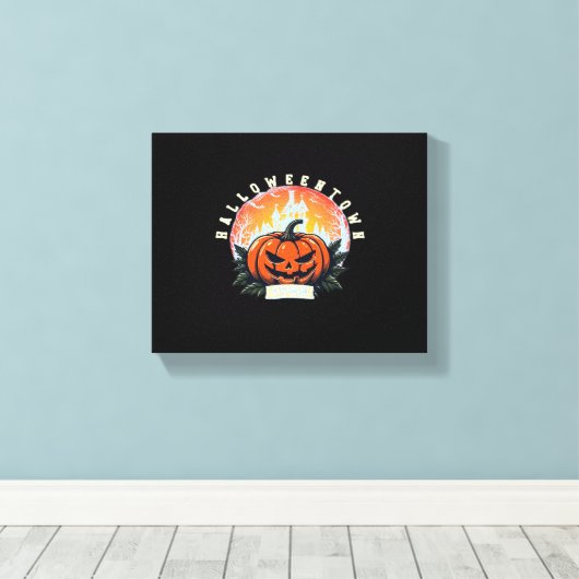 HalloweenTown 1998 Essential T-shirt Canvas Afdruk (Insitu (Houten vloer))