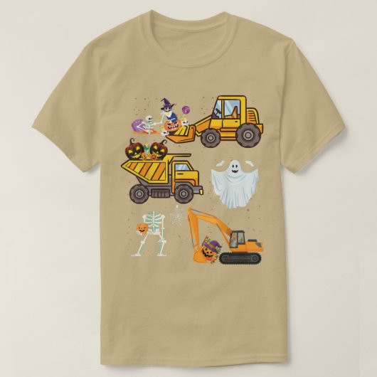 HalloweenTruck Crane Construction Pumpkin Hunting T-shirt (Design voorkant)