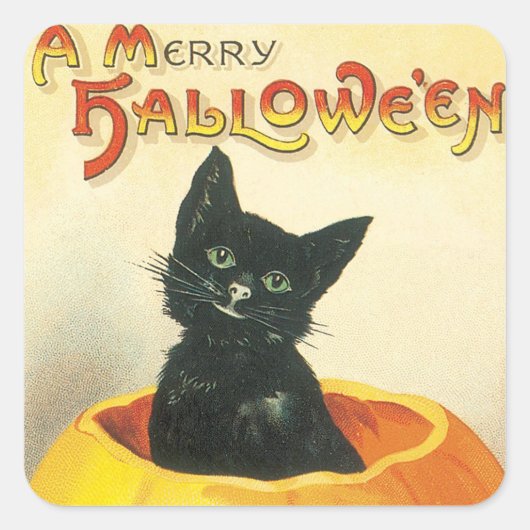  HalloweenVakantie zwarte kat sticker (Voorkant)