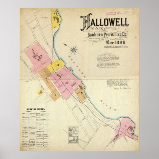 Hallowell, Kennebec County en Maine Poster (Voorkant)