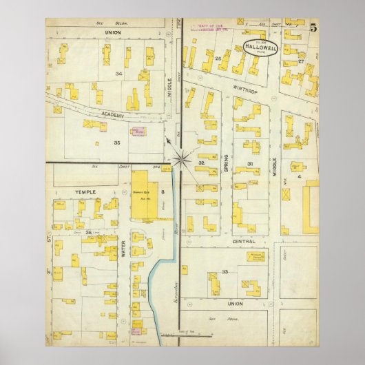 Hallowell, Kennebec County en Maine Poster (Voorkant)