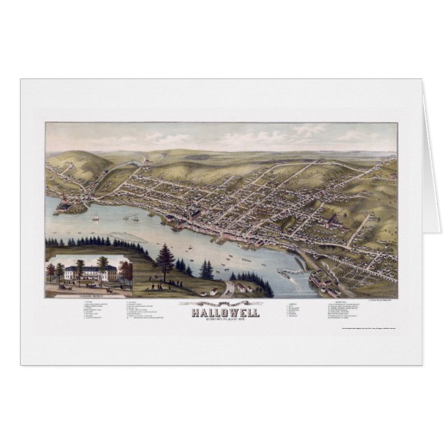 Hallowell, ME Panoramic Map - 1878 (Voorkant Horizontaal)