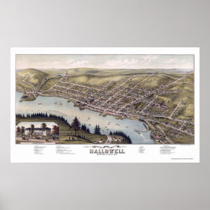 Hallowell, ME Panoramic Map - 1878 Poster