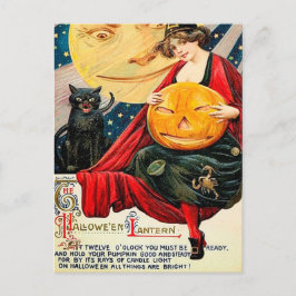 Hallowen heks pompoen zwarte kat  briefkaart