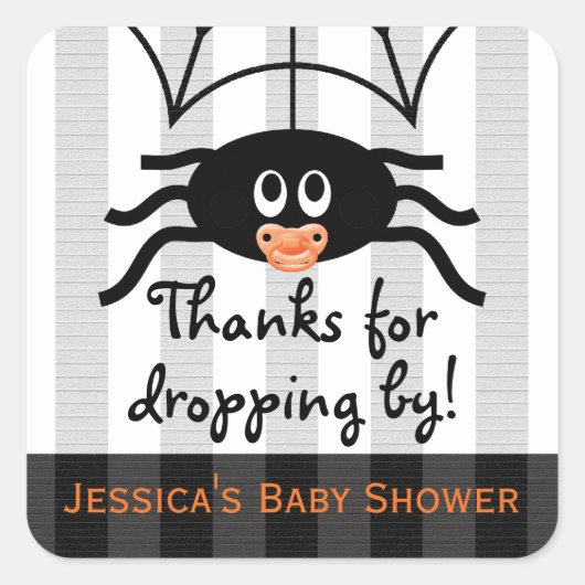 Hallowen Spider Baby shower Dank u Stickers (Voorkant)