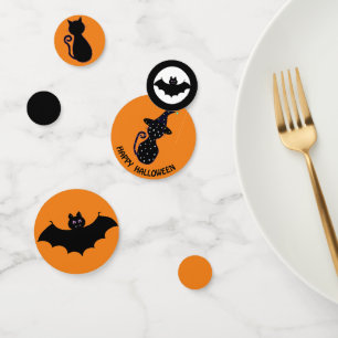 Hallowen zwarte katten & vliegende vleermuizen confetti
