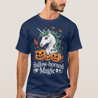 HallowHorned Magic Spooky Halloween Unicorn retro T-shirt