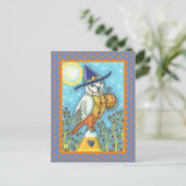 HALLOWIN FOLK ART BARN OWL & CANDY CORN BRIEFKAART (Staand voorkant)