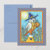 HALLOWIN FOLK ART BARN OWL & CANDY CORN BRIEFKAART (Voorkant / Achterkant)