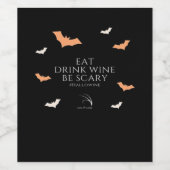 Hallowine Halloween Quote Eat Drink Wijn Etiket (Enkel label)