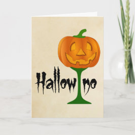 Hallowino Pompoen Wijn Glas Halloween Kaart