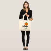 Hallowino Pumpkin Wine Glass Halloween Grote Tote Bag (Voorkant (model))