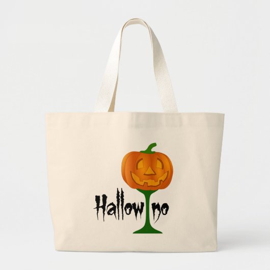 Hallowino Pumpkin Wine Glass Halloween Grote Tote Bag (Voorkant)