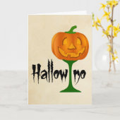 Hallowino Pumpkin Wine Glass Halloween Kaart (Gele Bloem)