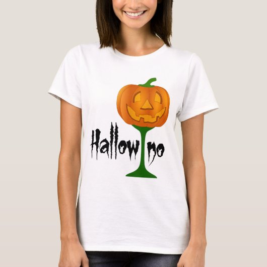 Hallowino Pumpkin Wine Glass Halloween T-shirt (Voorkant)
