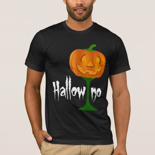 Hallowino Pumpkin Wine Glass Halloween T-shirt (Voorkant)
