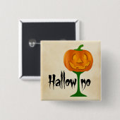 Hallowino Pumpkin Wine Glass Halloween Vierkante Button 5,1 Cm (Voorkant /achterkant)