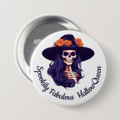 HallowQueen Heksenillustratie Halloween Ronde Button 7,6 Cm (Voorkant /achterkant)
