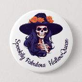 HallowQueen Heksenillustratie Halloween Ronde Button 7,6 Cm (Voorkant)