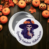 HallowQueen Heksenillustratie Halloween Ronde Button 7,6 Cm