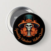 HallowQueen Heksenillustratie Halloween Zwart Ronde Button 7,6 Cm (Voorkant /achterkant)