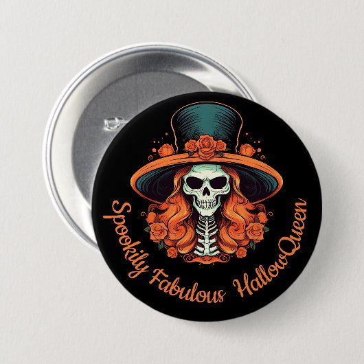 HallowQueen Heksenillustratie Halloween Zwart Ronde Button 7,6 Cm (Voorkant /achterkant)