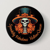 HallowQueen Heksenillustratie Halloween Zwart Ronde Button 7,6 Cm (Voorkant)