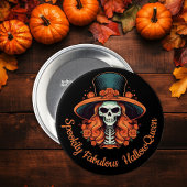 HallowQueen Heksenillustratie Halloween Zwart Ronde Button 7,6 Cm