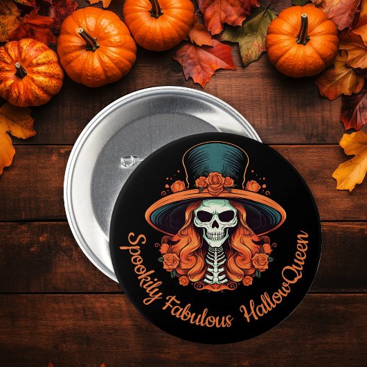 HallowQueen Heksenillustratie Halloween Zwart Ronde Button 7,6 Cm