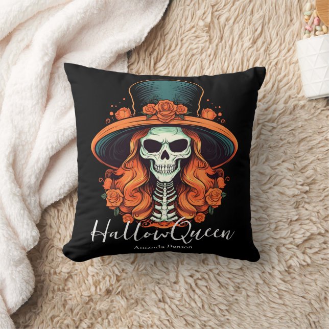 HallowQueen Skelet Vrouw Halloween Kussen (Deken)