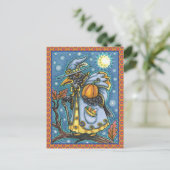 HALLOWS EVE BLACKBIRD WIZARD, HALLOWEEN RAVEN BRIEFKAART (Staand voorkant)