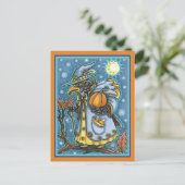 HALLOWS EVE BLACKBIRD WIZARD, HALLOWEEN RAVEN BRIEFKAART (Staand voorkant)