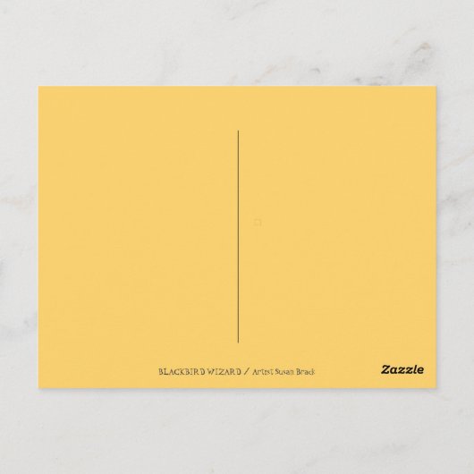 HALLOWS EVE BLACKBIRD WIZARD, HALLOWEEN RAVEN BRIEFKAART (Achterkant)
