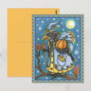 HALLOWS EVE BLACKBIRD WIZARD, HALLOWEEN RAVEN BRIEFKAART