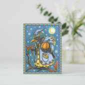 HALLOWS EVE BLACKBIRD WIZARD, HALLOWEEN RAVEN BRIEFKAART (Staand voorkant)