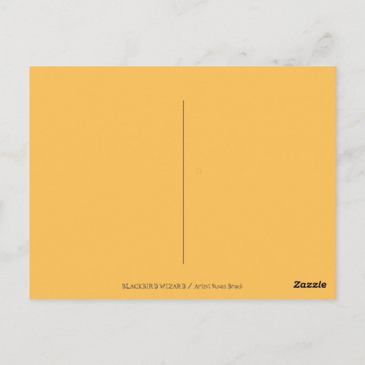 HALLOWS EVE BLACKBIRD WIZARD, HALLOWEEN RAVEN BRIEFKAART (Achterkant)