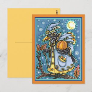 HALLOWS EVE BLACKBIRD WIZARD, HALLOWEEN RAVEN BRIEFKAART