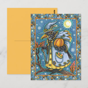 HALLOWS EVE BLACKBIRD WIZARD, HALLOWEEN RAVEN BRIEFKAART
