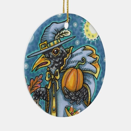 HALLOWS EVE BLACKBIRD WIZARD, HALLOWEEN RAVEN KERAMISCH ORNAMENT (Rechts)