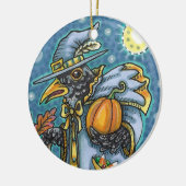 HALLOWS EVE BLACKBIRD WIZARD, HALLOWEEN RAVEN KERAMISCH ORNAMENT (Links)