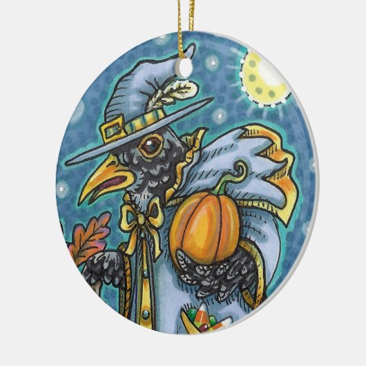 HALLOWS EVE BLACKBIRD WIZARD, HALLOWEEN RAVEN KERAMISCH ORNAMENT (Links)