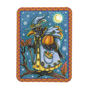 HALLOWS EVE BLACKBIRD WIZARD, HALLOWEEN RAVEN MAGNEET