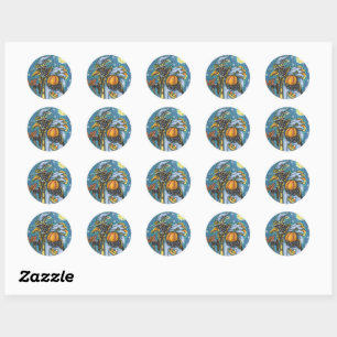HALLOWS EVE BLACKBIRD WIZARD, HALLOWEEN RAVEN RONDE STICKER