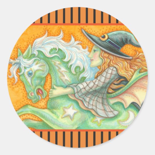 HALLOWS EVE WITCH AND HORSE STICKERS Round SHEET (Voorkant)
