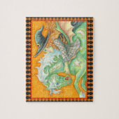 HALLOWS EVE WITCH EN HORSE INTERLOCKING PUZZLE LEGPUZZEL (Verticaal)