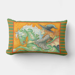 HALLOWS EVE WITCH EN HORSE LUMBAR PILLOW Green Kussen
